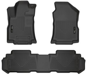 Subaru Ascent Floor Liners - Front + Rear - Husky Liners - WeatherBeater - Black - `19-`23